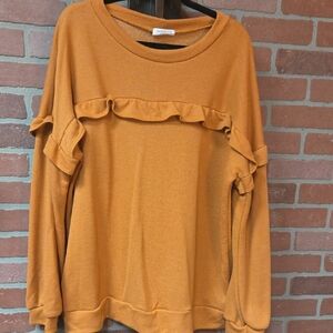 Chic Soul Ruffled Rust Orange Sweatshirt 3x